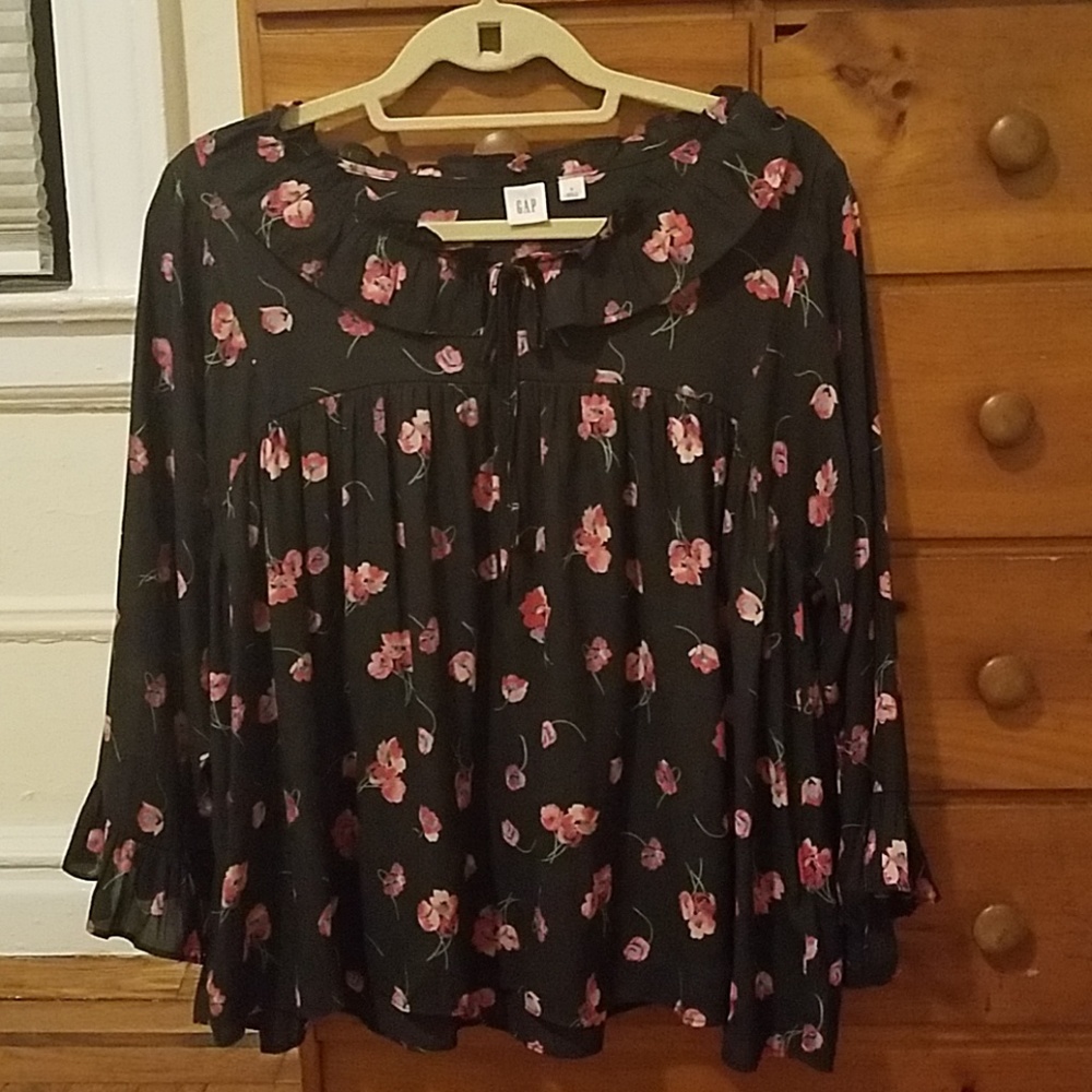 Gap Black Floral Blouse